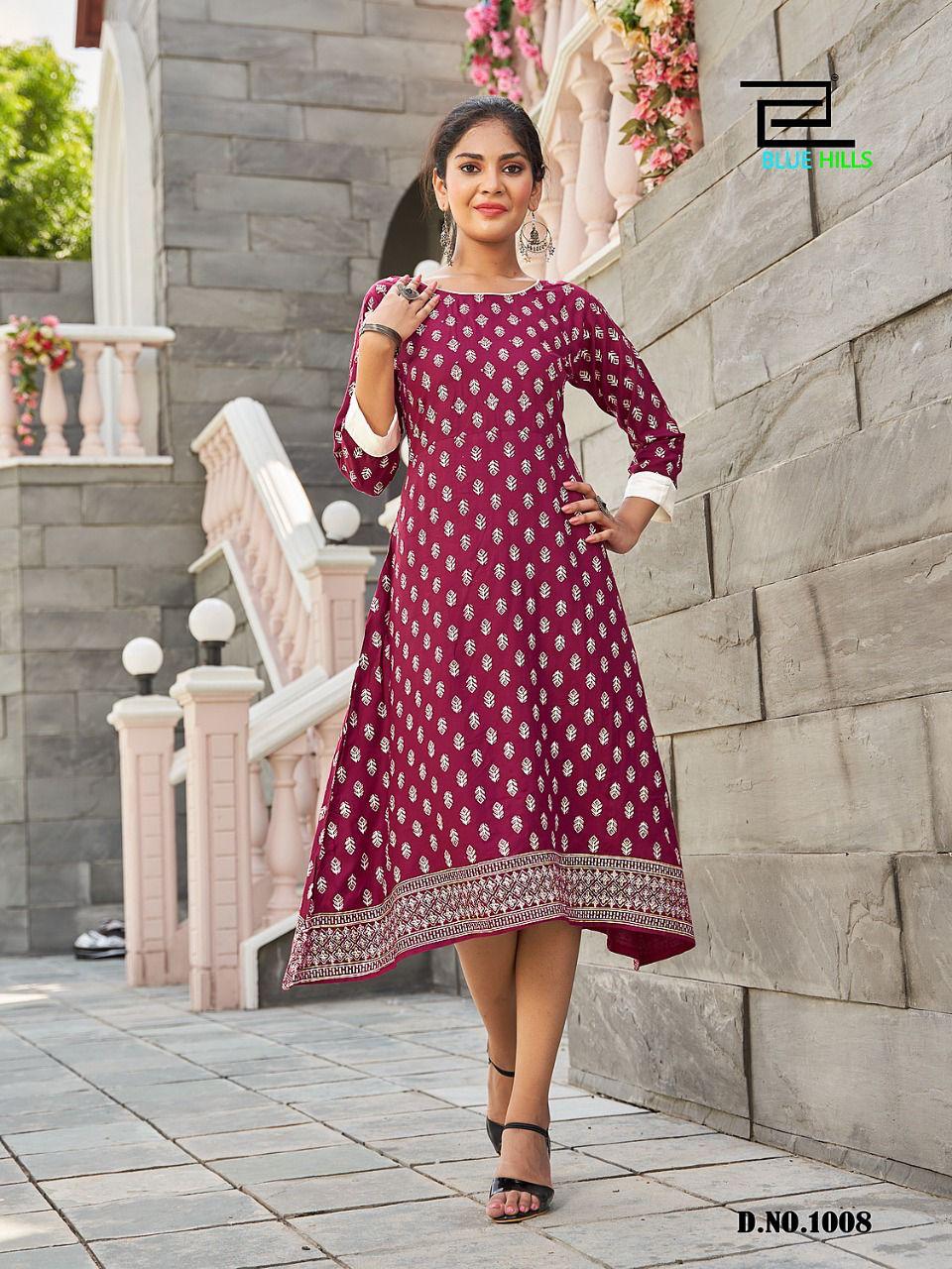 Blue Hills Grapes 1 Ethnic Wear Wholesale Designer Kurti sCollection
